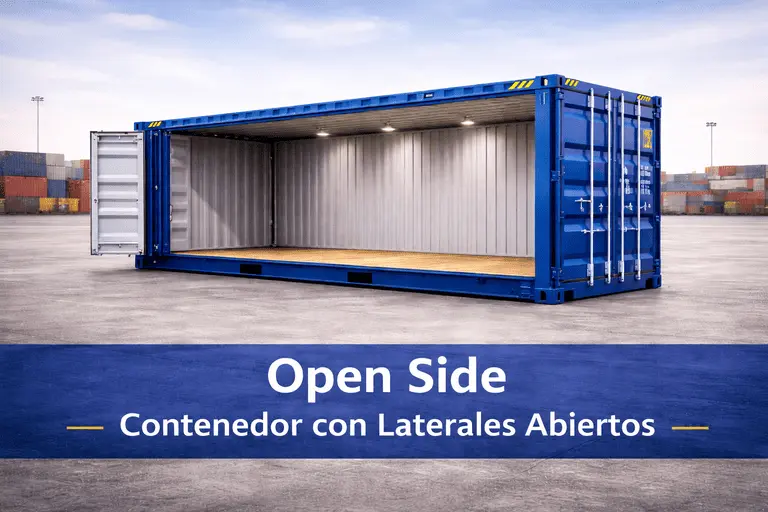 Contenedor Open Side con laterales abiertos